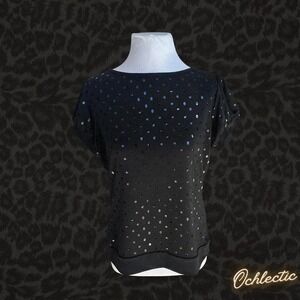 Black sequin top with short sleeves